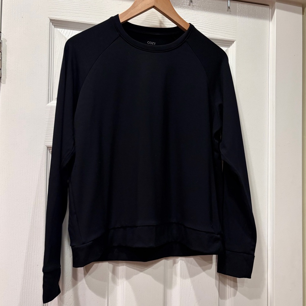 Cozy Earth Brushed Bamboo Black Long Sleeve Women's Pullover Crew